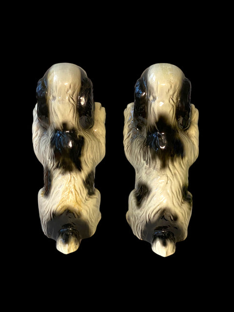 1940s Vintage Clay Sketches California Spaniel Ceramic Figurine Pair – Excellent Condition
