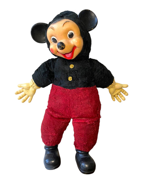 1950s Schwartz Toy Mickey Mouse Doll – RARE Vintage 50s Plush and Plastic Disney Collectible, Original Features Intact