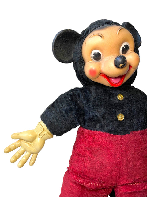 1950s Schwartz Toy Mickey Mouse Doll – RARE Vintage 50s Plush and Plastic Disney Collectible, Original Features Intact
