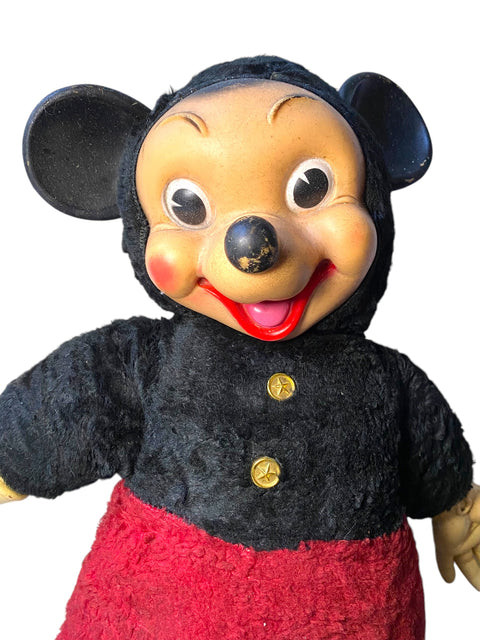 1950s Schwartz Toy Mickey Mouse Doll – RARE Vintage 50s Plush and Plastic Disney Collectible, Original Features Intact