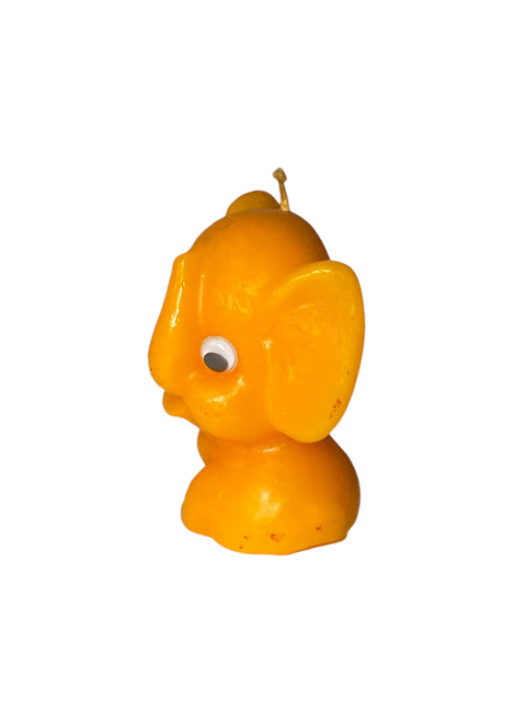 1960s Vintage Elephant Candle with Googly Eyes – Retro Novelty Animal Decor, Bright Orange