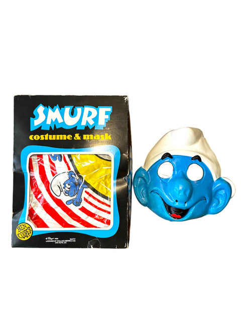 1980s Ben Cooper Smurf Halloween Costume with Mask and Original Box