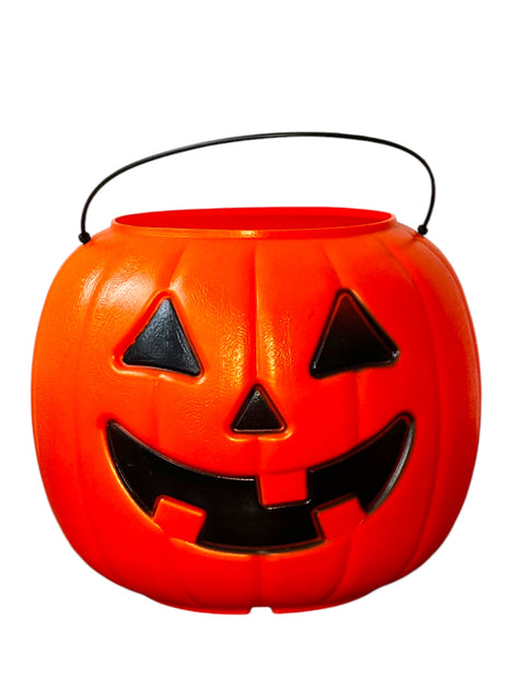 Vintage Pumpkin Blow Mold Trick-or-Treat Buckets: 1960s-1990s
