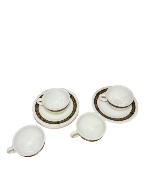Vintage Pyrex Diner Cups and Saucers Set of 4 | Durable Mid-Century Milk Glass | 1960s-1970s Restaurant Collection