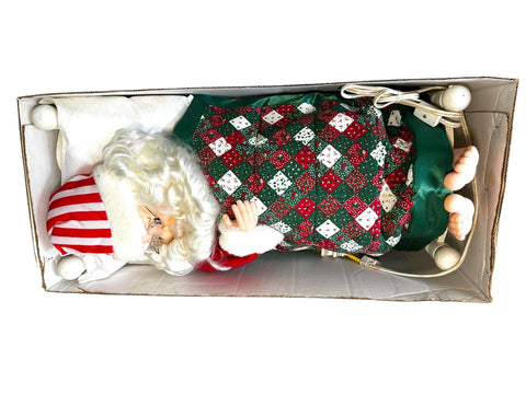 Vintage Telco Sleeping Santa Motion-ettes in Original Box, Large 26" x 12" Christmas Decor