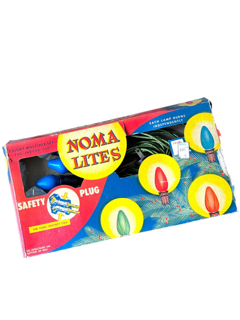 Vintage Noma Lites Christmas Lights in Original Box - Classic Holiday Decor, Untested - Blue Bulbs