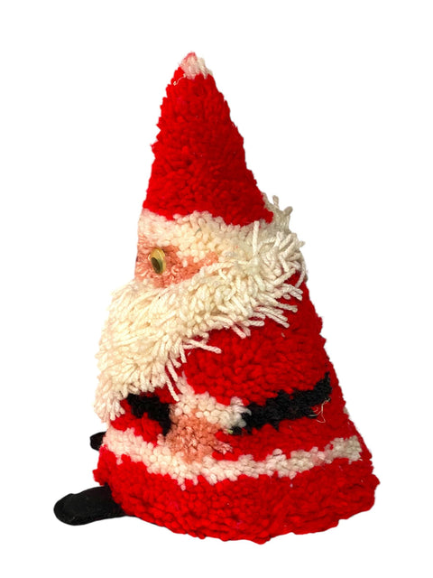 Vintage Handmade Santa Yarn Figurine | Nostalgic Holiday Decor | Mid-Century Christmas Santa Decoration