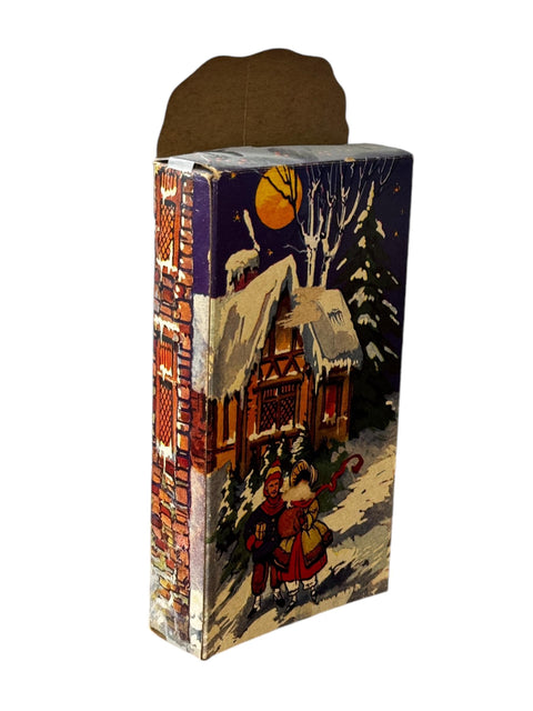Vintage 1940s-1950s Christmas Candy Box with Santa & Winter Scenes, Retro Holiday Decor