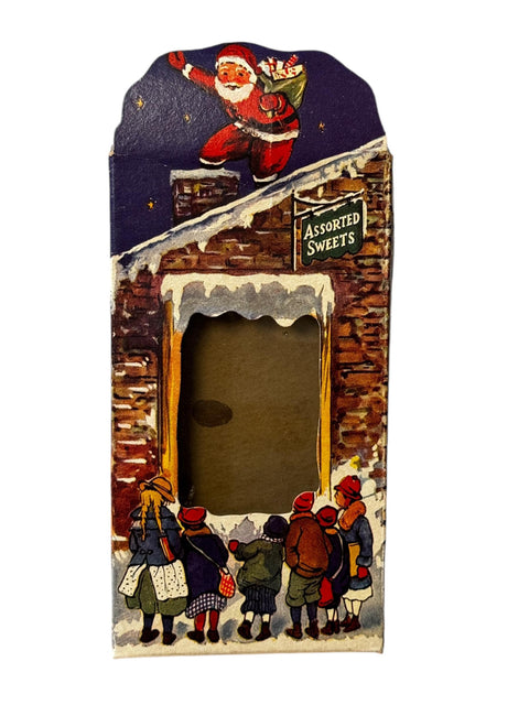 Vintage 1940s-1950s Christmas Candy Box with Santa & Winter Scenes, Retro Holiday Decor