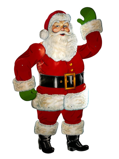 Vintage 1978 Beistle Large Hinged Santa Die-Cut Decoration - 3D Poseable Santa Claus - Retro Christmas Wall Decor