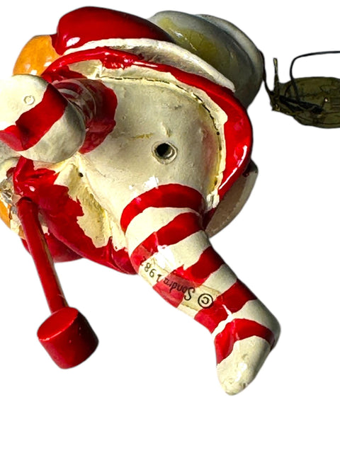 Vintage 1988 Sandra Kuck Porcelain Ornament – Red and White Figure | Vintage Christmas Ornament