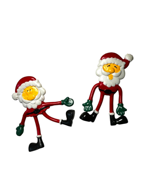 Lot of 2 Vintage Bendy Santa Claus Toys – Collectible Christmas Figures