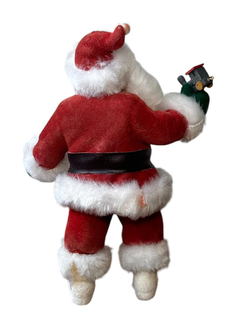 Vintage Annalee Santa Claus Doll with Train, 1960s Christmas Decor, Retro Holiday Figurine