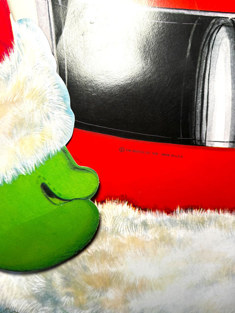 Vintage 1978 Beistle Large Hinged Santa Die-Cut Decoration - 3D Poseable Santa Claus - Retro Christmas Wall Decor