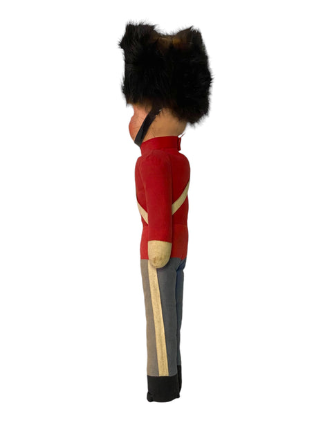 1930s/40s British Guard Doll – Hand-Painted Face, Removable Fur Cap, 30s Cloth Doll