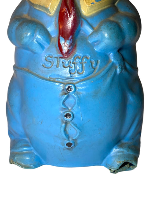 1950s Stuffy Plastic Piggy Bank – Retro Blue Bank with Missing Stopper – Collectible Savings Bank