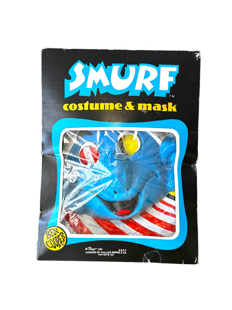 1980s Ben Cooper Smurf Halloween Costume with Mask and Original Box