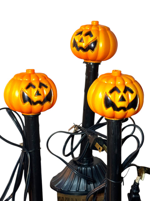 1990s Atico Halloween Blow Mold Jack O'Lantern Electric Candlesticks