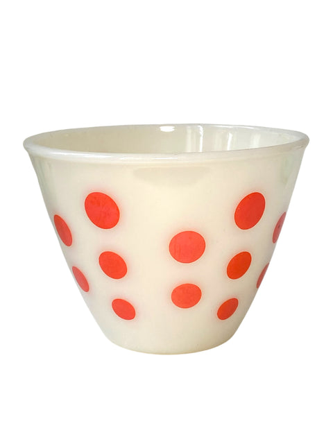 1950s Fire-King Red Polka Dot Mixing Bowl – Excellent Condition – 5 5/8" x 4.5" – Rare Collectible