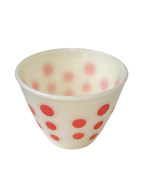 1950s Fire-King Red Polka Dot Mixing Bowl – Excellent Condition – 5 5/8" x 4.5" – Rare Collectible