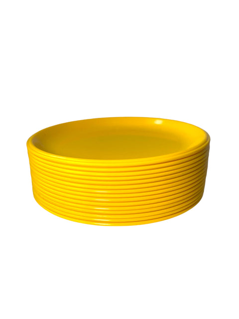 1970s Rubbermaid Yellow Melamine 8.25" Plate Set – 15 Stackable Plates, 70s Retro Dinnerware