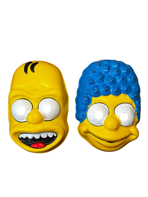 1989 RARE Ben Cooper The Simpsons Homer & Marge Masks - Highly Collectible Halloween Costume Set