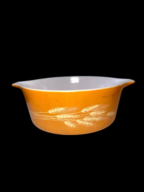 Vintage Pyrex Autumn Wheat Set - 1970s - Casserole, Bowl, and Refrigerator Dish