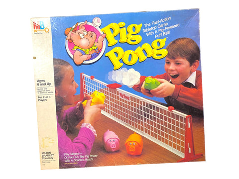 Vintage 1986 Pig Pong Game by Milton Bradley - Complete Retro Family Game in Original Box, Pig-Powered Fun!