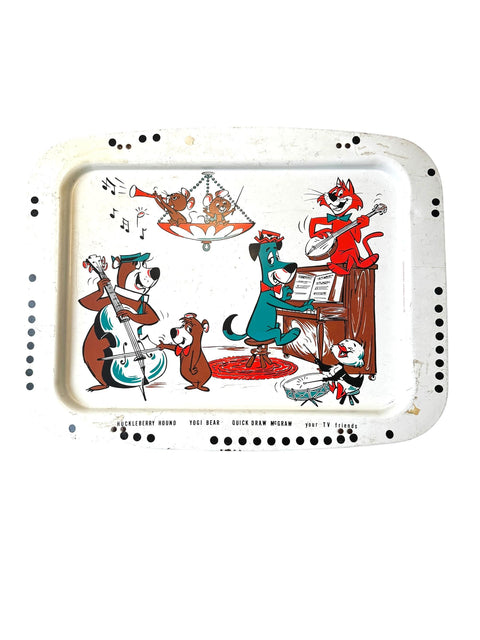 Vintage Hanna-Barbera TV Tray with Huckleberry Hound, Yogi Bear, Quick Draw McGraw - Missing Legs