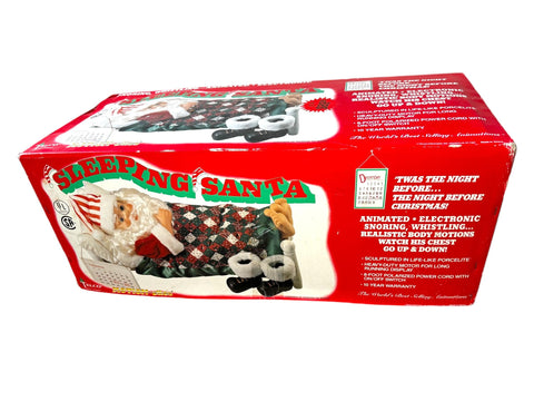 Vintage Telco Sleeping Santa Motion-ettes in Original Box, Large 26" x 12" Christmas Decor