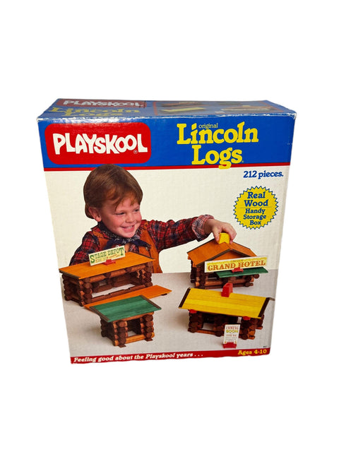 Vintage 1986 Playskool Lincoln Logs - Full Box - Classic 80s Building Toy