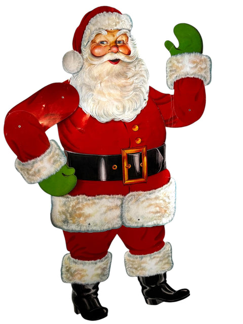 Vintage 1978 Beistle Large Hinged Santa Die-Cut Decoration - 3D Poseable Santa Claus - Retro Christmas Wall Decor